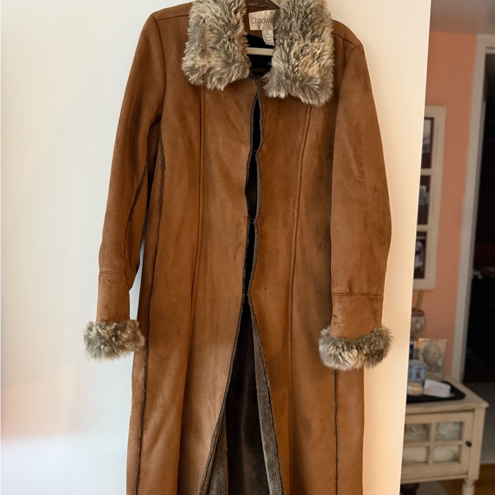 Chadwicks Brown Teddy Jacket with Faux Fur Accents